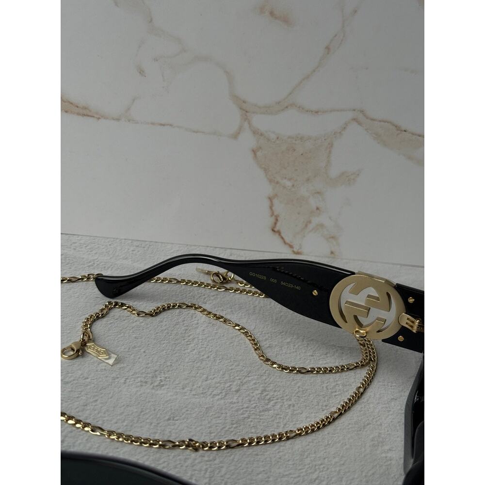 NEW Gucci GG1022S Black Chain Oversized Logo Sunglasses - Picture 8 of 8